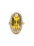 Oro amarillo de 14 quilates Peridoto amarillo Anillo Estilo vintage vrc129y